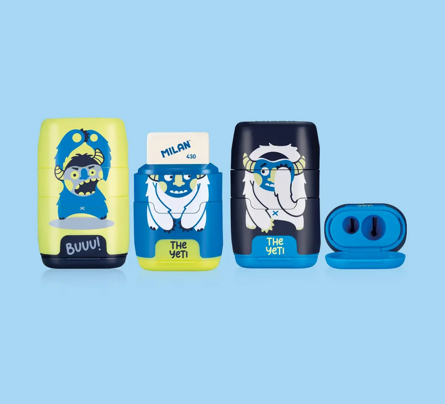 Milan 3116 Yeti Capsule Sharpeners with Erasers
