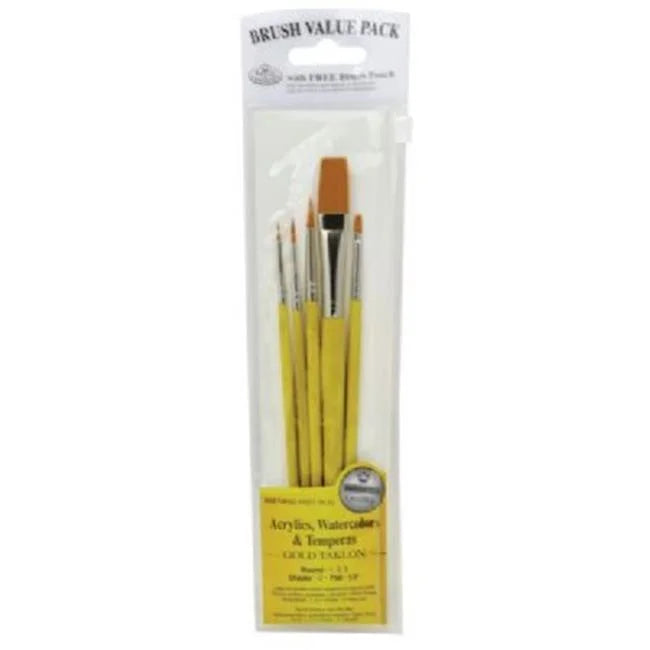 Royal Langnickel 5 Piece Golden Taklon Value Brush Set