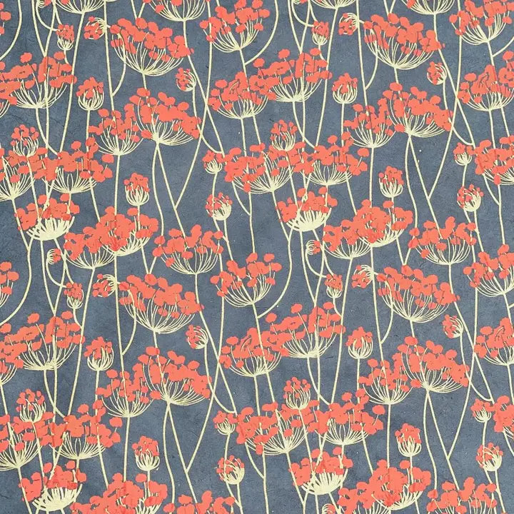 Giftsland Gray/Orange Flowers Paper