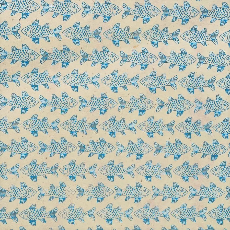 Giftsland 20in x 30in Turquoise on Cream Fish Paper