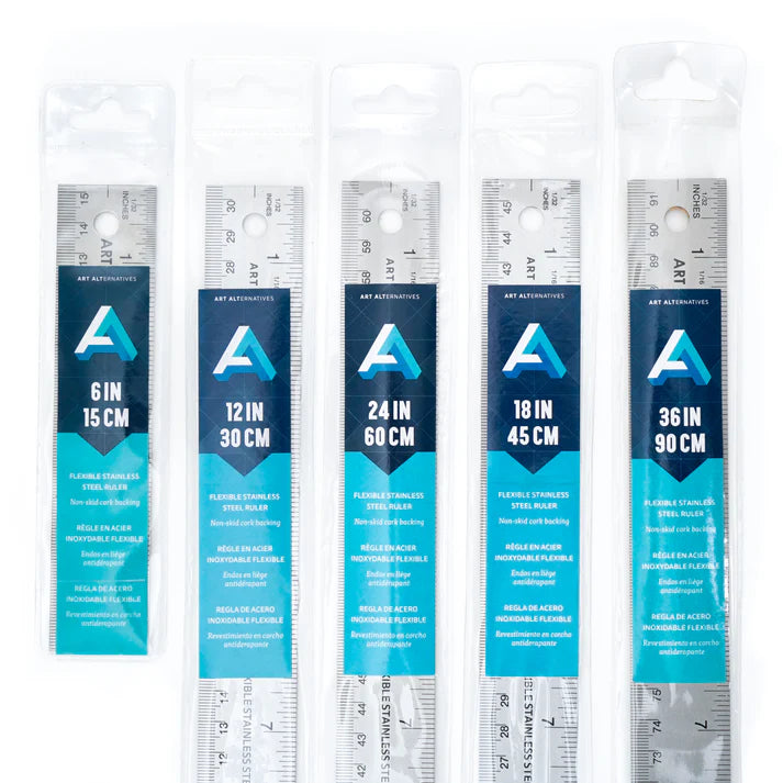 Art Alternatives Flexible Corked Back Stainless Steel Rulers