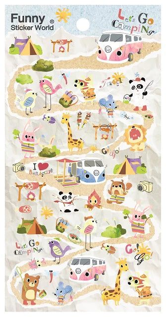 Cute Stickers Gel Let's Go Camping