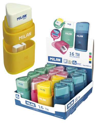 Milan Tri Single Hole Sharpeners with Erasers
