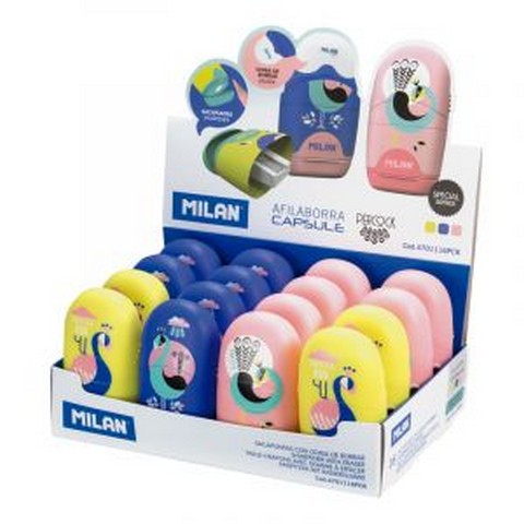 Peacock Capsule Single Hole Sharpener with Eraser