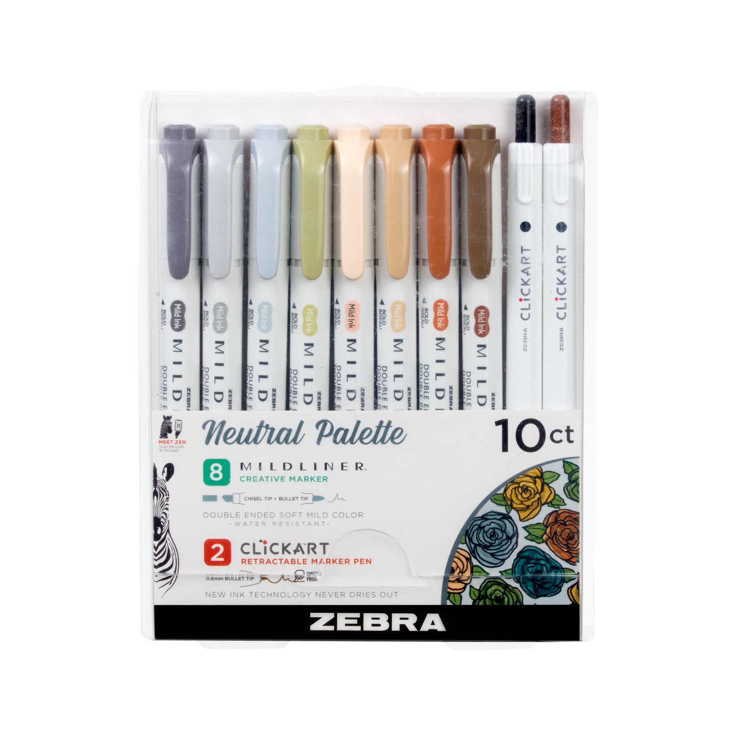 Zebra Sets of 10 Mildliners