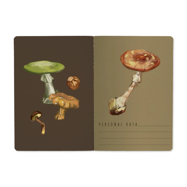 Notebook Mushrooms on Black