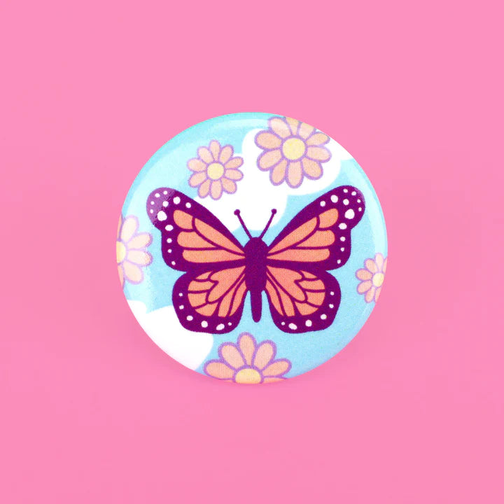 Button Butterfly Pin Back