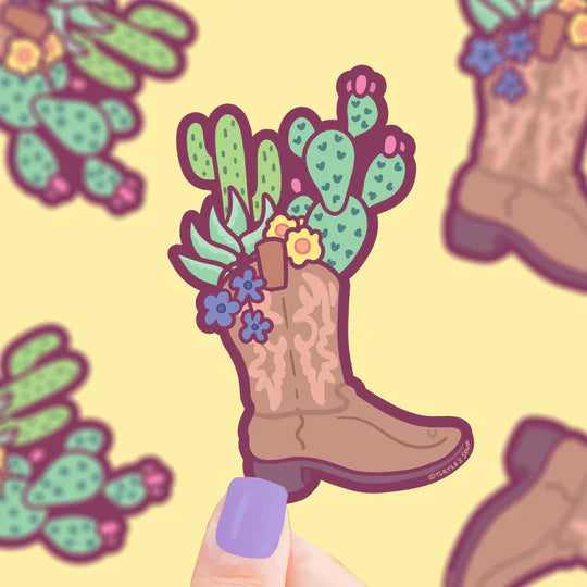Sticker Cactus Cowboy Boot