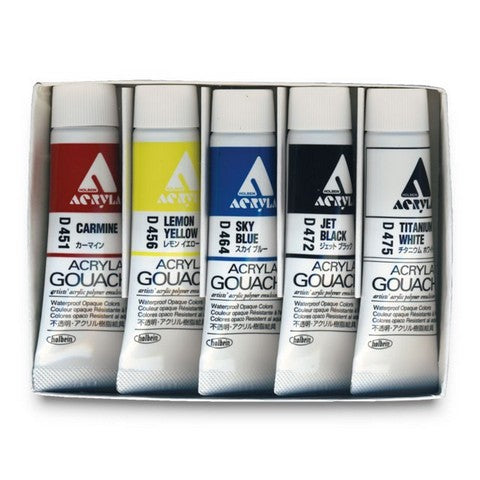 Holbein 12ml Set of 5 Assorted Colors of Acrylic Gouache
