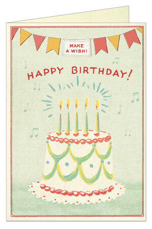 Greeting Cards Vintage Inspired Happy Birthday Cake Wish