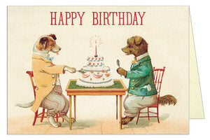 Greeting Cards Vintage Inspired Happy Birthday Dogs and Cake