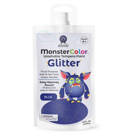 Monster Color Washable Tempera Paint 5oz Pouch Glitter Blue