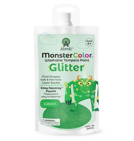 Monster Color Washable Tempera Paint 5oz Pouch Glitter Green