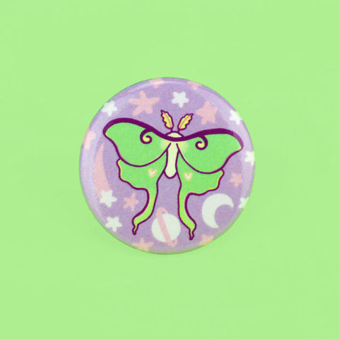 Button Luna Moth Pin Back