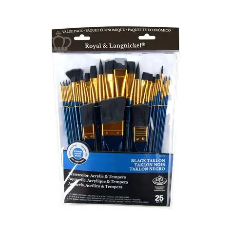 Royal Langnickel 25 Piece Black Taklon Brush Set