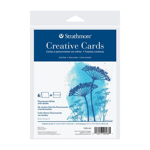 Creative Card Fluorescent White/Deckle w/Envelopes 6pk 5x6.875