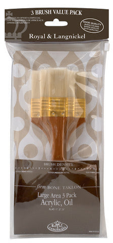 Royal Langnickel 3 Piece Flat Bone Taklon Large Area Brush Set