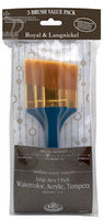 Royal Langnickel 3 Piece Watercolor Large Angled Area Brush Set