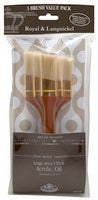 Royal Langnickel 3 Piece Acrylic/Oil Large Angled Area Brush Set