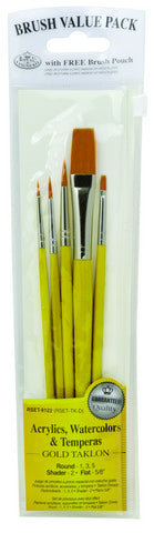 Royal Langnickel 5 Piece Gold Taklon Brush Set