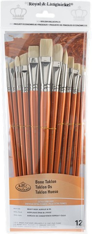 Royal Langnickel 12 Piece Long Handle Bone Taklon Brush Set