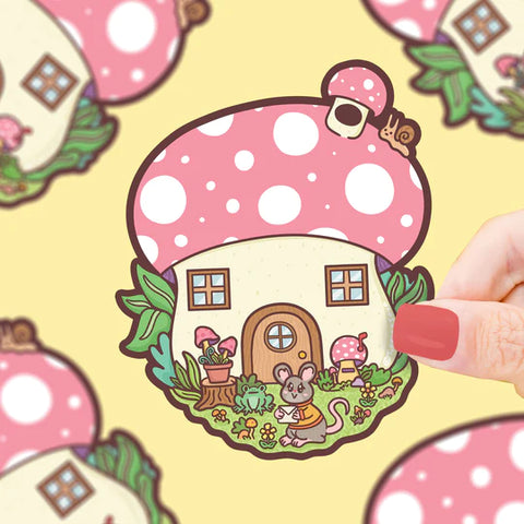 Sticker Mushroom House Cottagecore