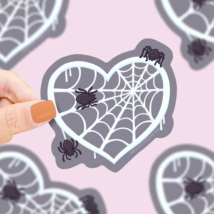 Sticker Spooky Spider Web Heart