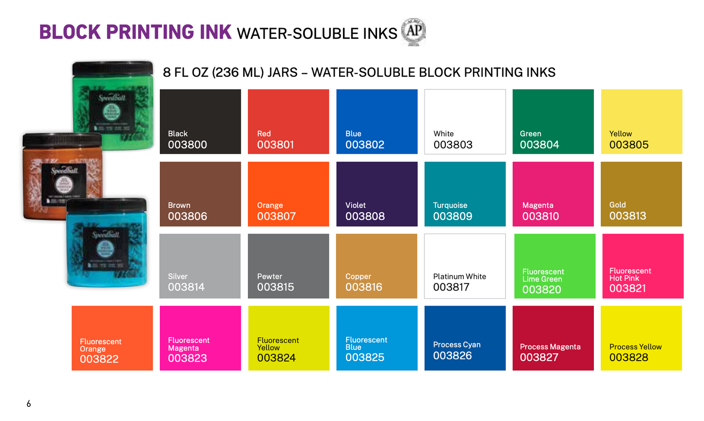 Speedball 8oz Water Based Block Printing Inks