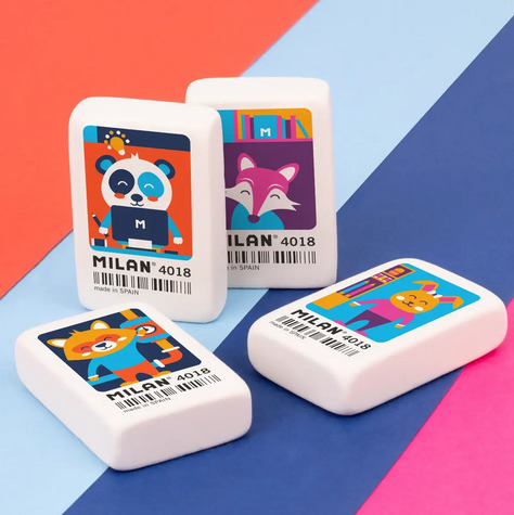Milan 4018 Assorted Animal Designs Printed Erasers