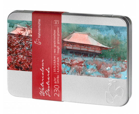 Hahnemuhle 4.1in x 5.8in Cold Press Watercolor Postcard Tin