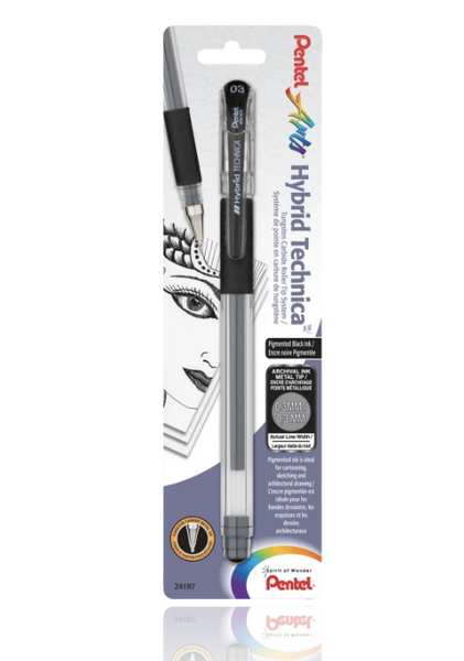 Pentel Hybrid Technica Black Gel Pens
