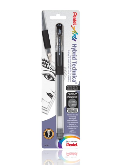 Pentel Hybrid Technica Black Gel Pens