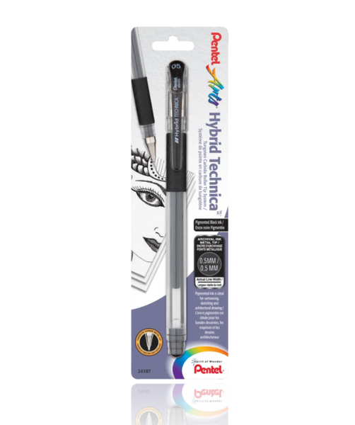 Pentel Hybrid Technica Black Gel Pens