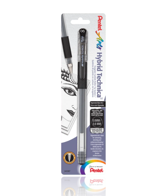 Pentel Hybrid Technica Black Gel Pens