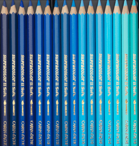 Caran D'Ache Supracolor Aquarelle Blue Colored Pencils