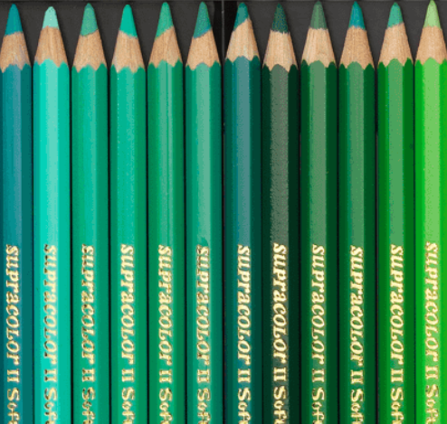 Caran D'Ache Supracolor Aquarelle Green Colored Pencils