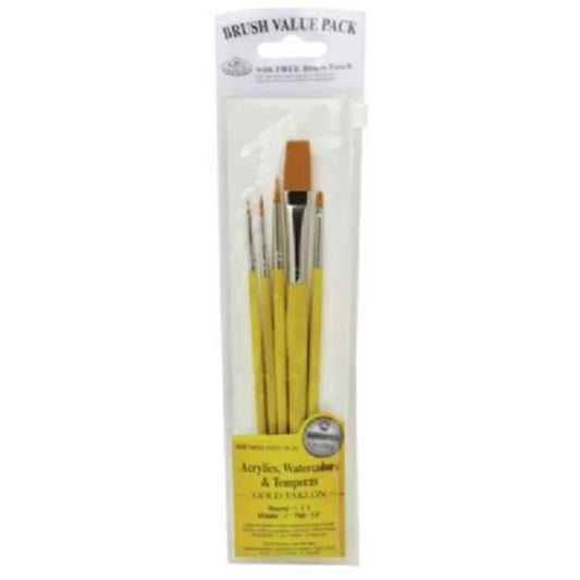 Royal Langnickel 5 Piece Golden Taklon Value Brush Set