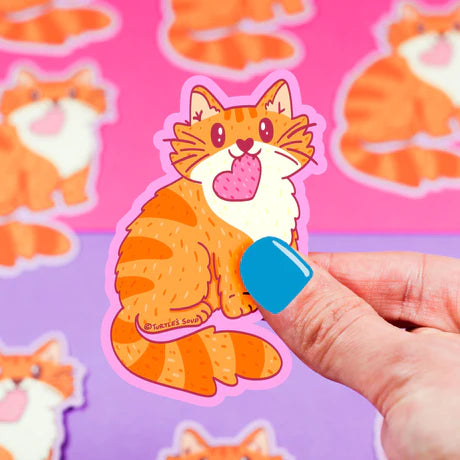 Sticker Tabby Cat Heart