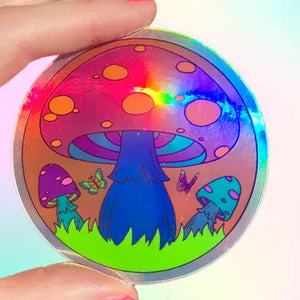 Sticker Groovy Mushroom Hologram