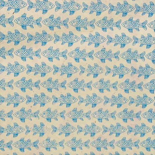 Giftsland 20in x 30in Turquoise on Cream Fish Paper