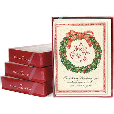 Greeting Cards Box Vintage Inspired Christmas Wreath