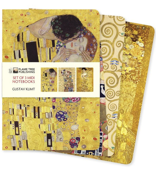 Flame Tree Publishing Set of 3 Gustav Klimt Midi Notebooks