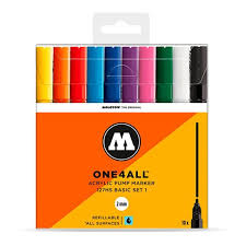 Acrylic Paint Marker Set of a10 2mm Basic Colors 1
