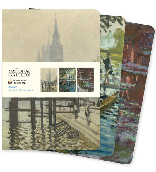 Flame Tree Publishing Set of 3 Monet Midi Notebooks
