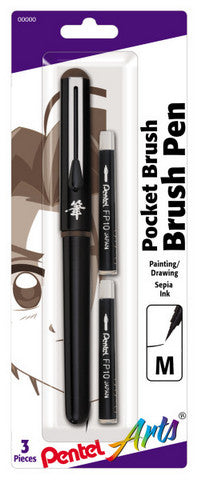 Pentel Sepia Pocket Brush Pigment Pen with Refills