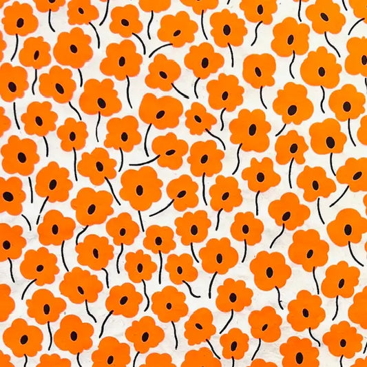 Giftsland 20in x 30in Orange and Black on Cream Poppy Paper