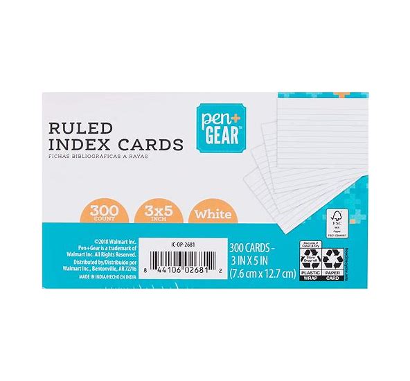 Pen and Gear 3in x 5in Index Cards