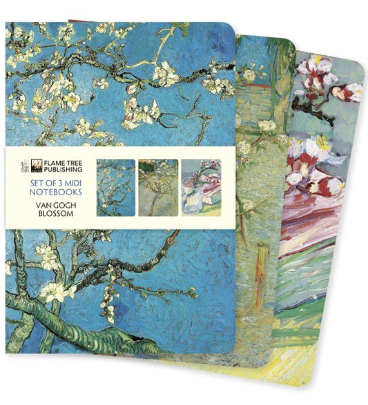 Flame Tree Publishing Set of 3 Van Gogh Blossom Midi Notebooks