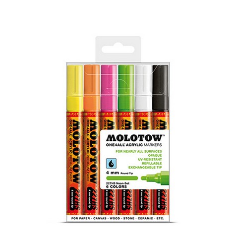 Acrylic Paint Marker Set of 6 4mm Neon Colors