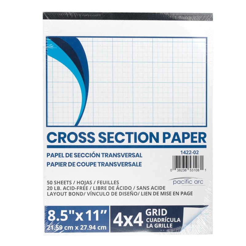 Cross Section Paper 50 Sheet Pad 4x4 Grid 11x17